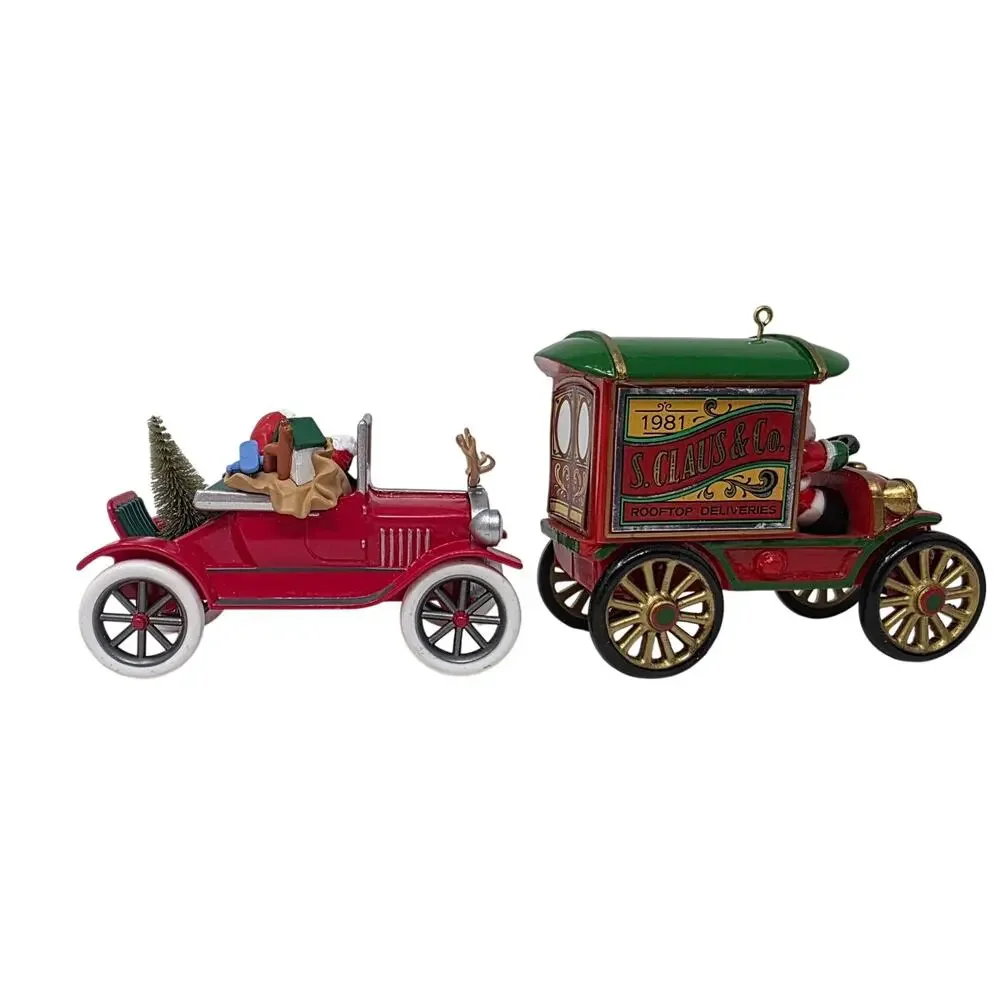 Lot of 3 Hallmark Santa Vehicle Ornaments 1981 1991 1993 No Boxes